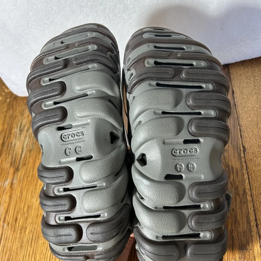 Crocs Mens Size 8 W's10 Echo Gum Ro Clog Slip On Gray Shoes